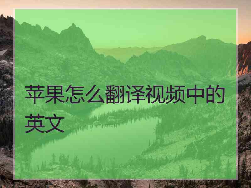 苹果怎么翻译视频中的英文