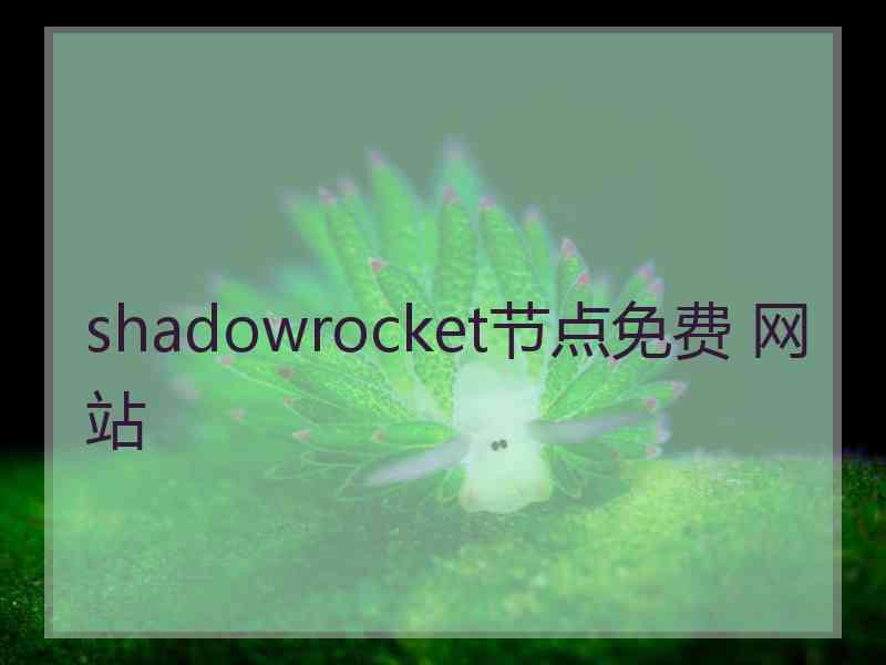 shadowrocket节点免费 网站