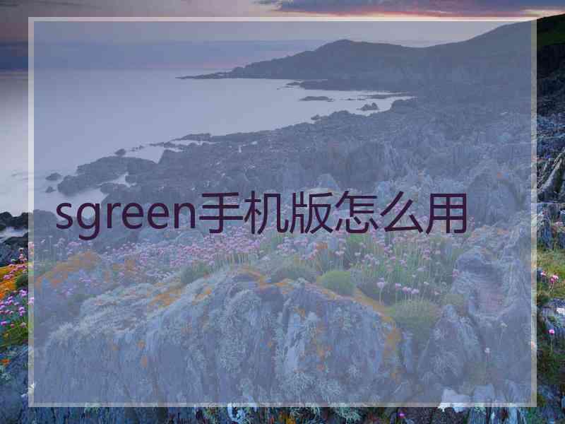 sgreen手机版怎么用