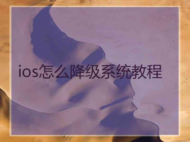 ios怎么降级系统教程