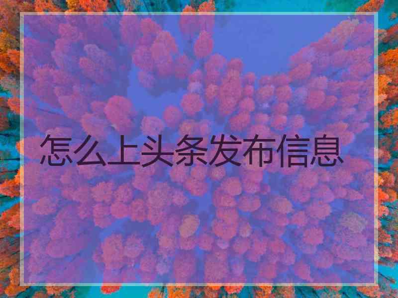 怎么上头条发布信息