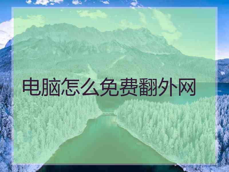 电脑怎么免费翻外网