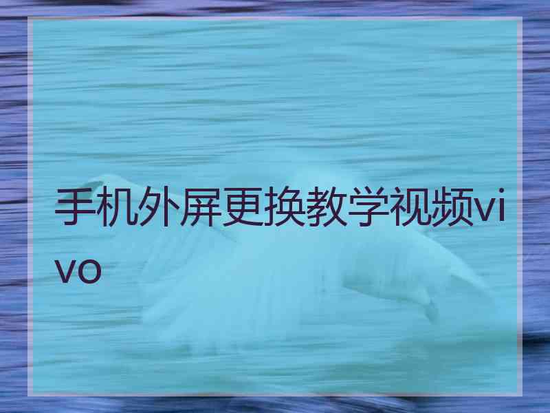 手机外屏更换教学视频vivo