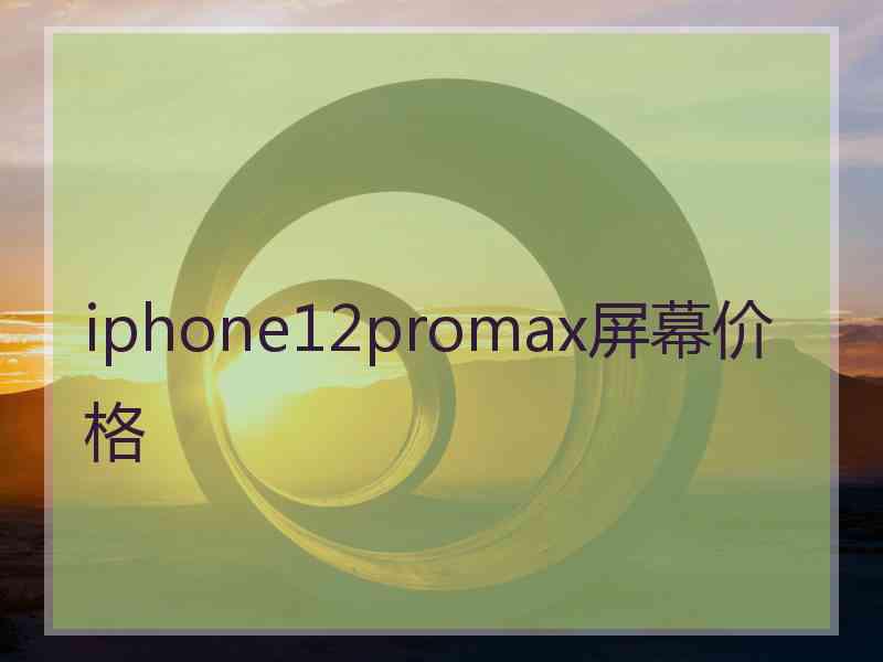 iphone12promax屏幕价格