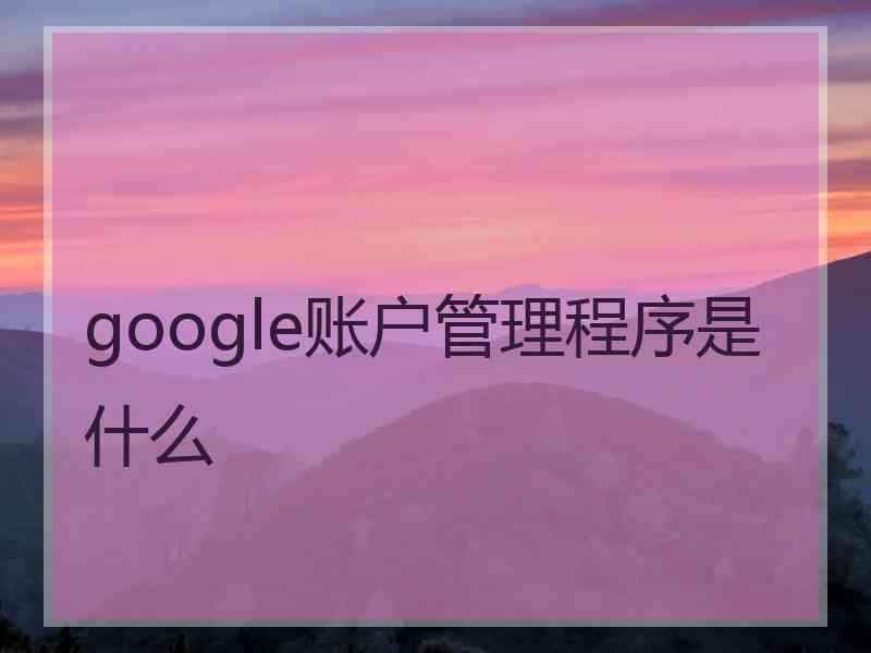 google账户管理程序是什么