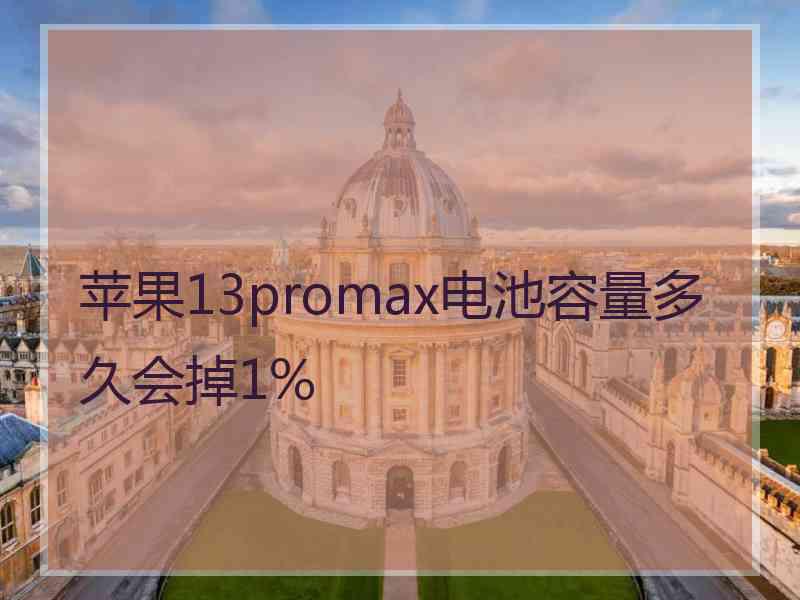 苹果13promax电池容量多久会掉1%