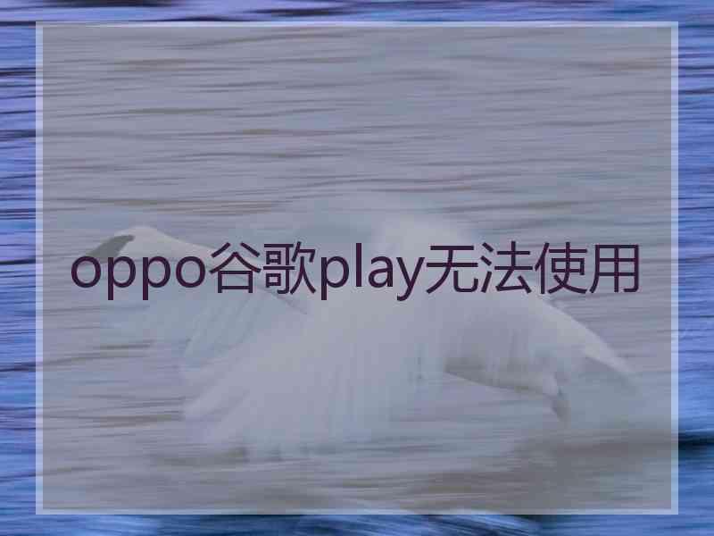 oppo谷歌play无法使用