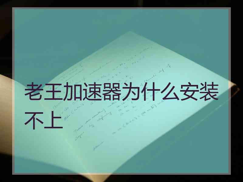 老王加速器为什么安装不上