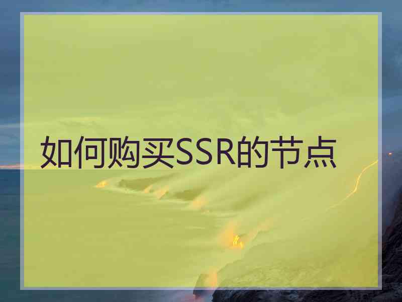 如何购买SSR的节点