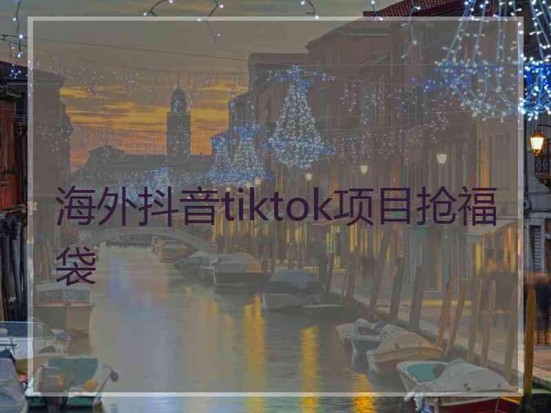 海外抖音tiktok项目抢福袋