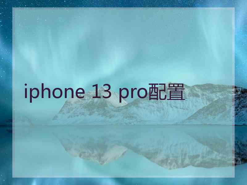 iphone 13 pro配置